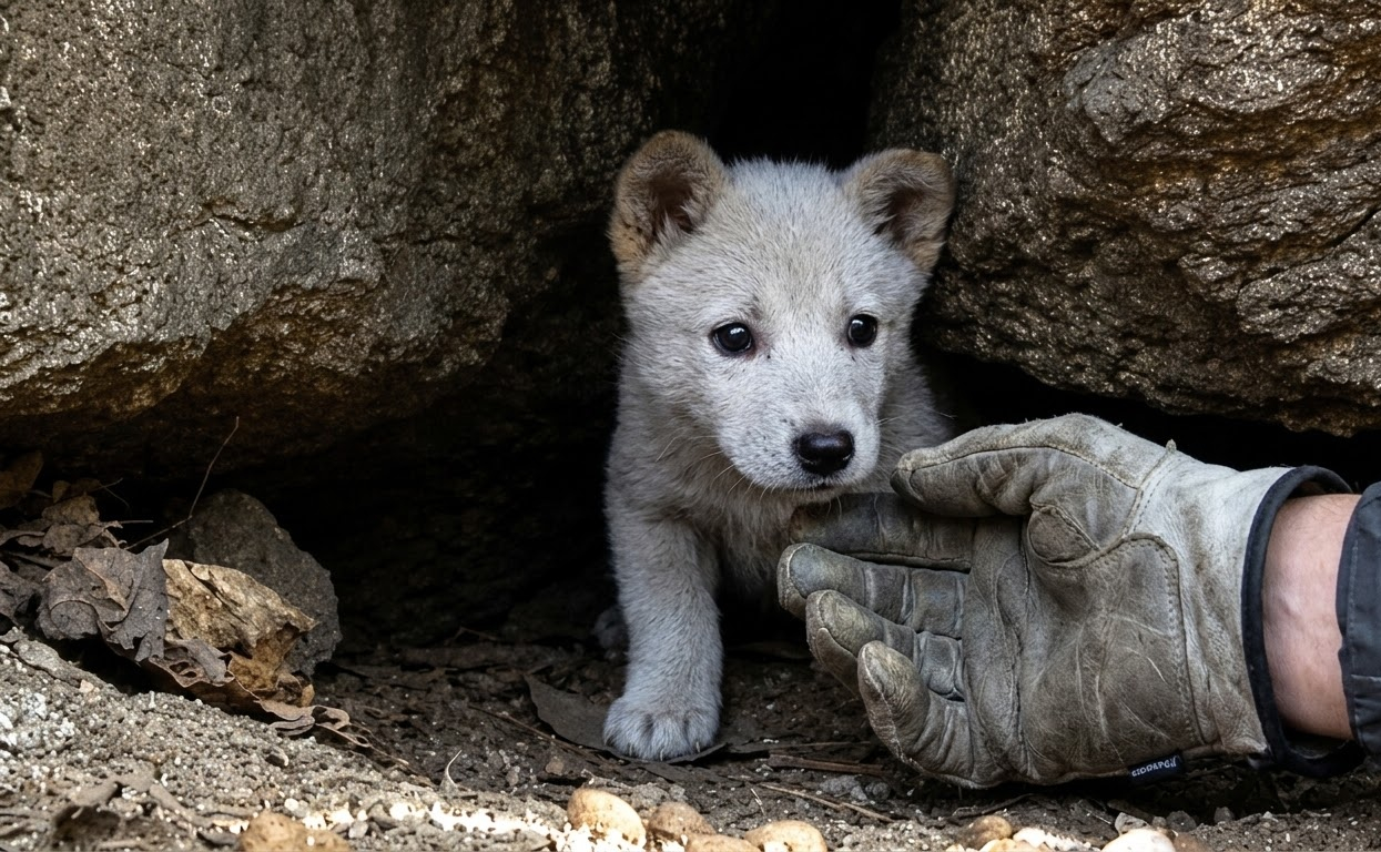 Beneath a Mountain Boulder, a Starving Mother Dog Was Still Protecting Her Puppies