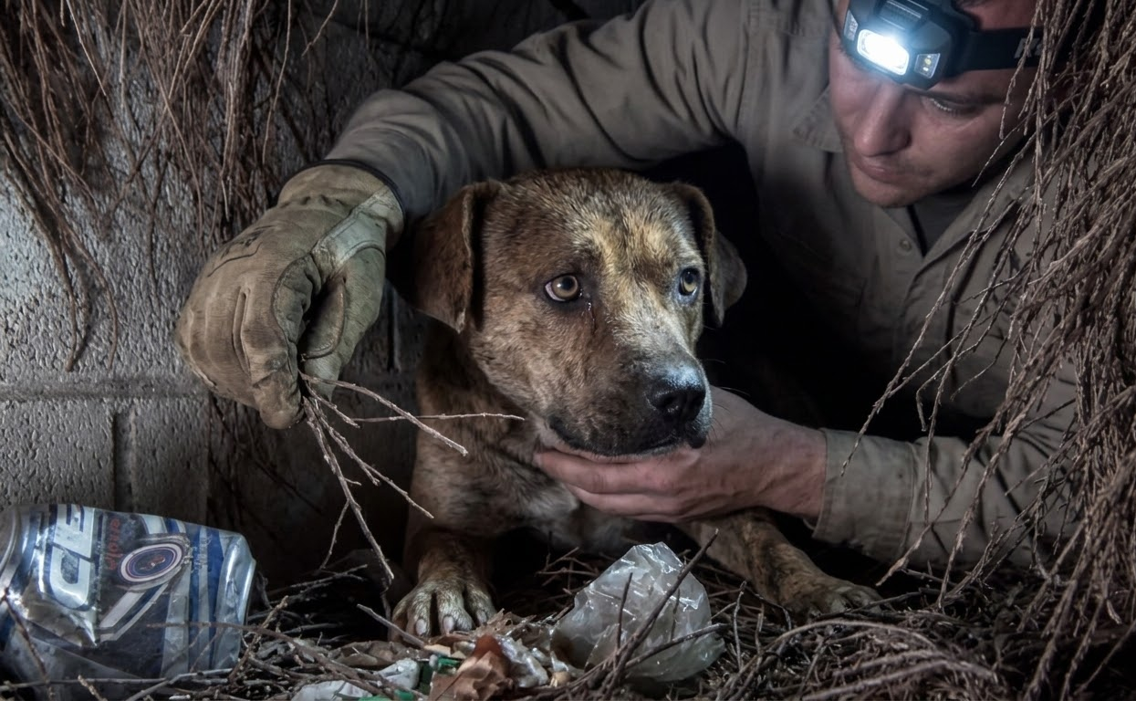 Storm Had Been Hiding From People for Months, Until Floodwater Threatened Her Eight Newborn Puppies