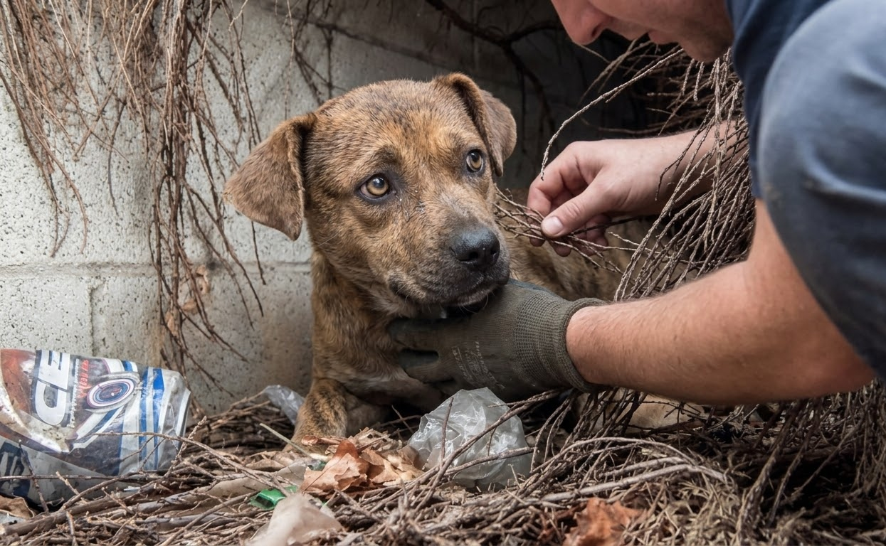 Storm Had Been Hiding From People for Months, Until Floodwater Threatened Her Eight Newborn Puppies