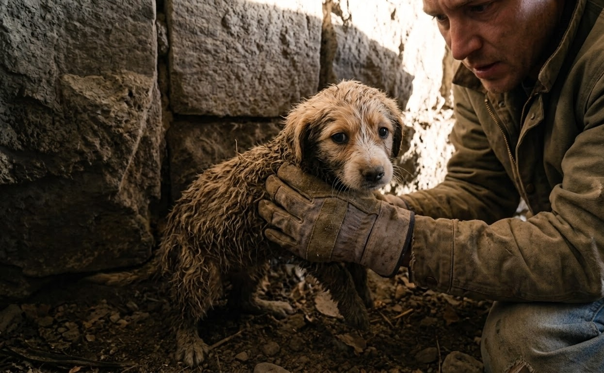 A Tiny Puppy Crawled Out of the Brush and Chose to Trust the People Who Found Her