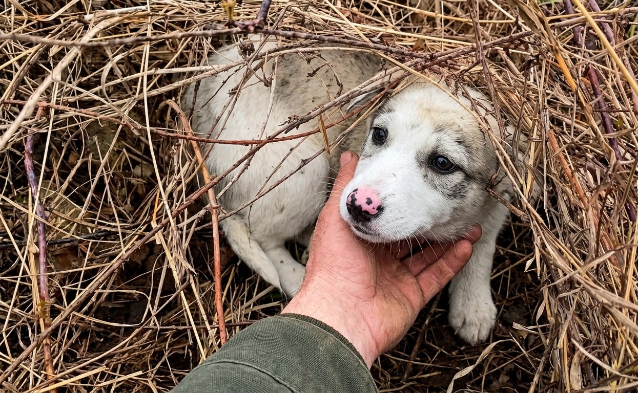 Alone in the Brambles, a Frightened Puppy Finally Let Someone Carry Her to Safety