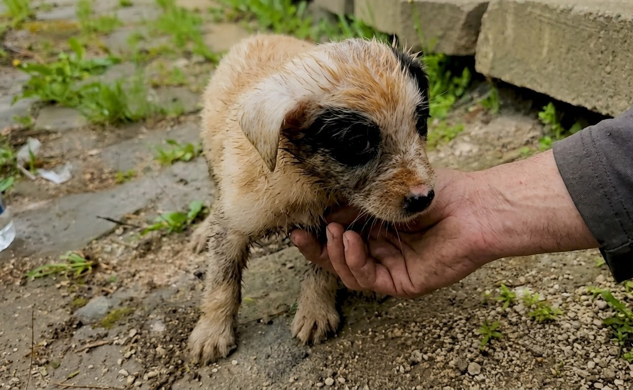 A Soaked Puppy Had Nowhere to Hide Until Rescuers Found Him in the Rain