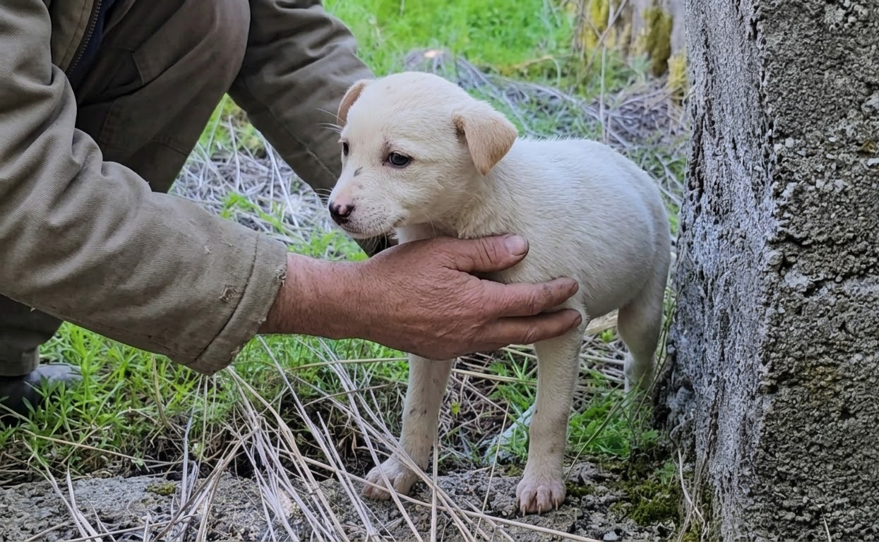 Found Shivering in the Weeds, a Tiny White Puppy Finally Learned What Safety Felt Like