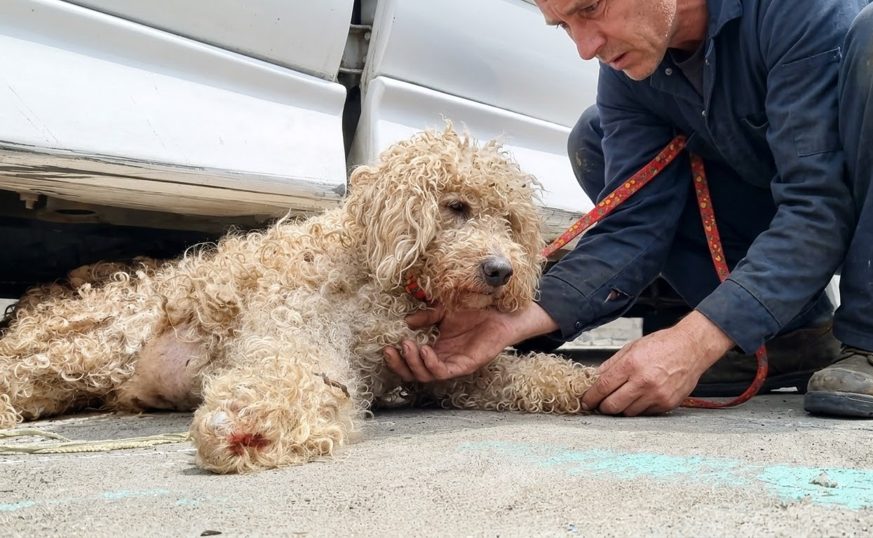 Milton Was Hiding Under a Car With Wounds No Senior Dog Should Have Faced Alone