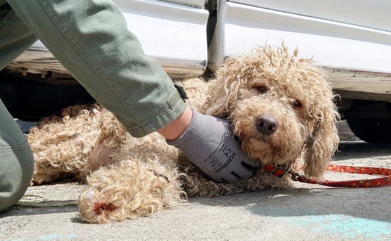 Milton Was Hiding Under a Car With Wounds No Senior Dog Should Have Faced Alone