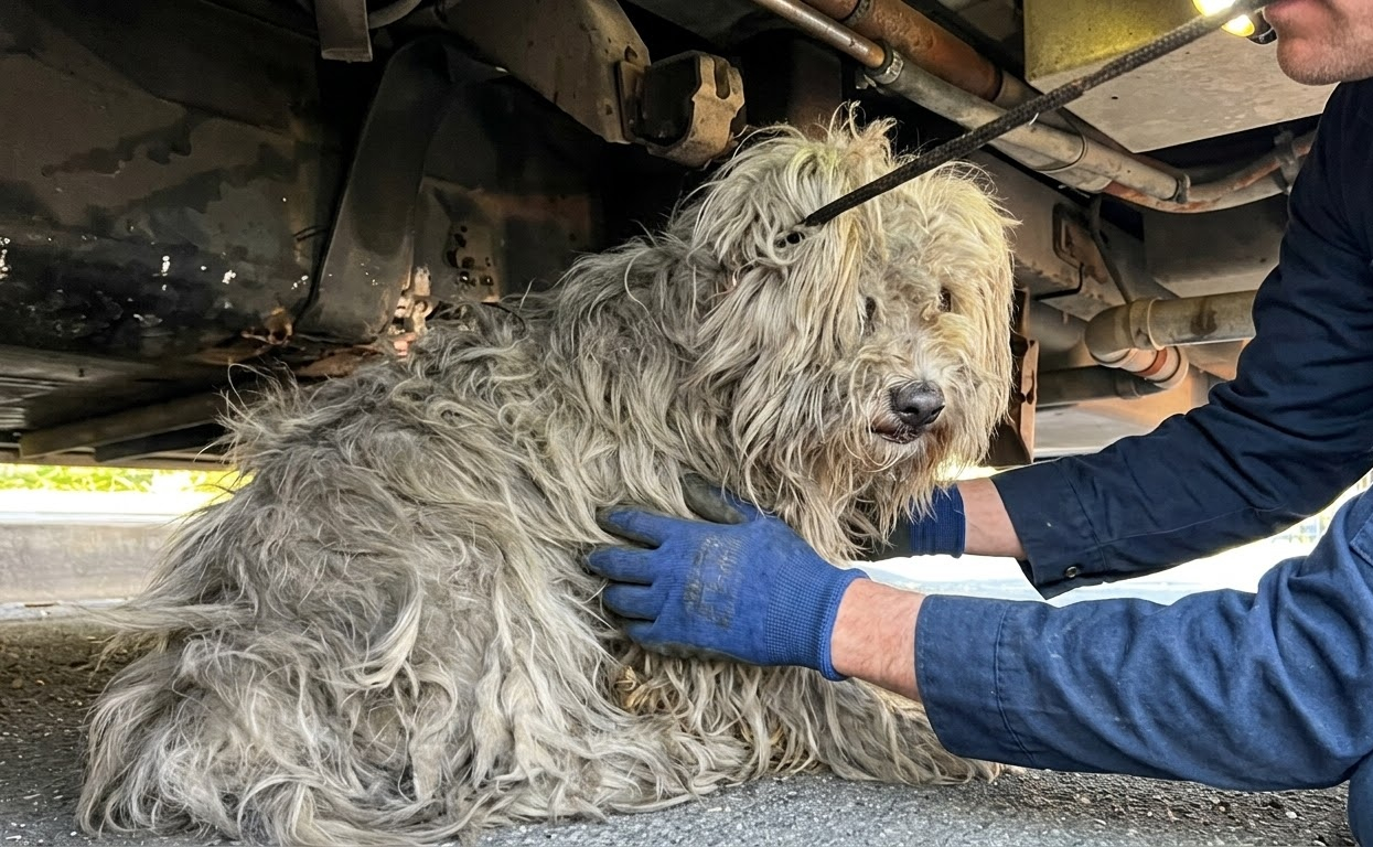 Beneath a Parked Truck, a Frightened Stray Was Waiting for Someone Patient Enough to Reach Her