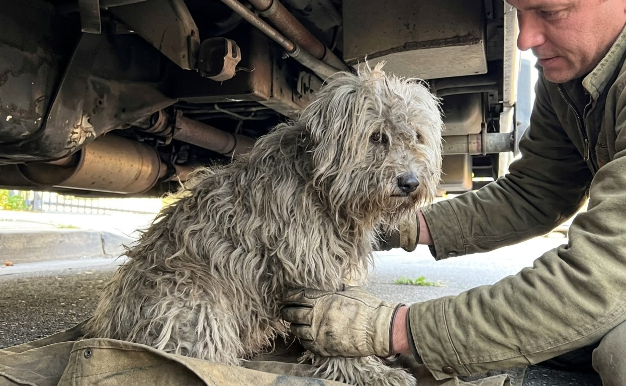 Beneath a Parked Truck, a Frightened Stray Was Waiting for Someone Patient Enough to Reach Her