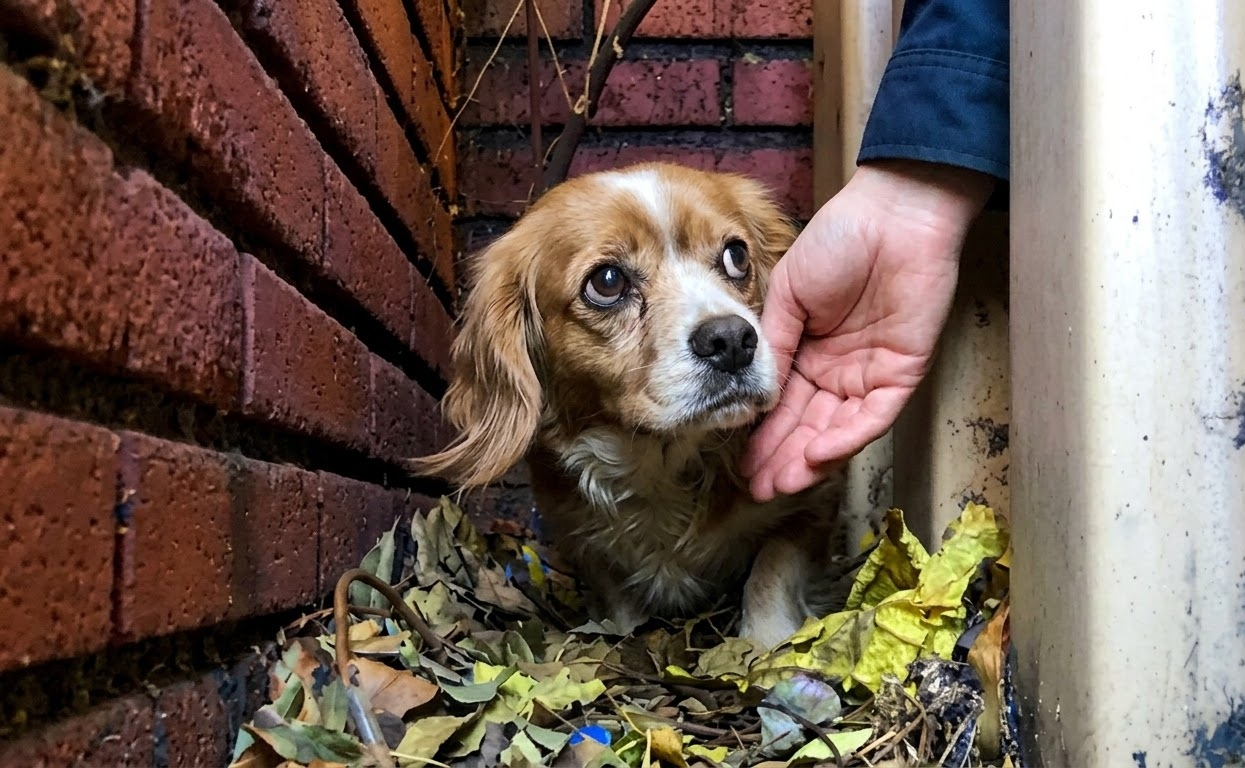 A Lonely Spaniel Waited at a School Until Someone Finally Came for Him