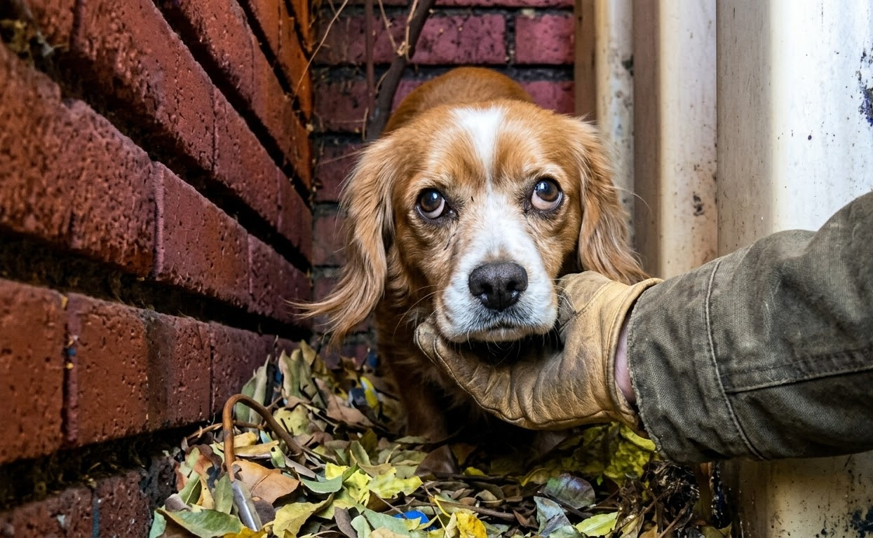 A Lonely Spaniel Waited at a School Until Someone Finally Came for Him
