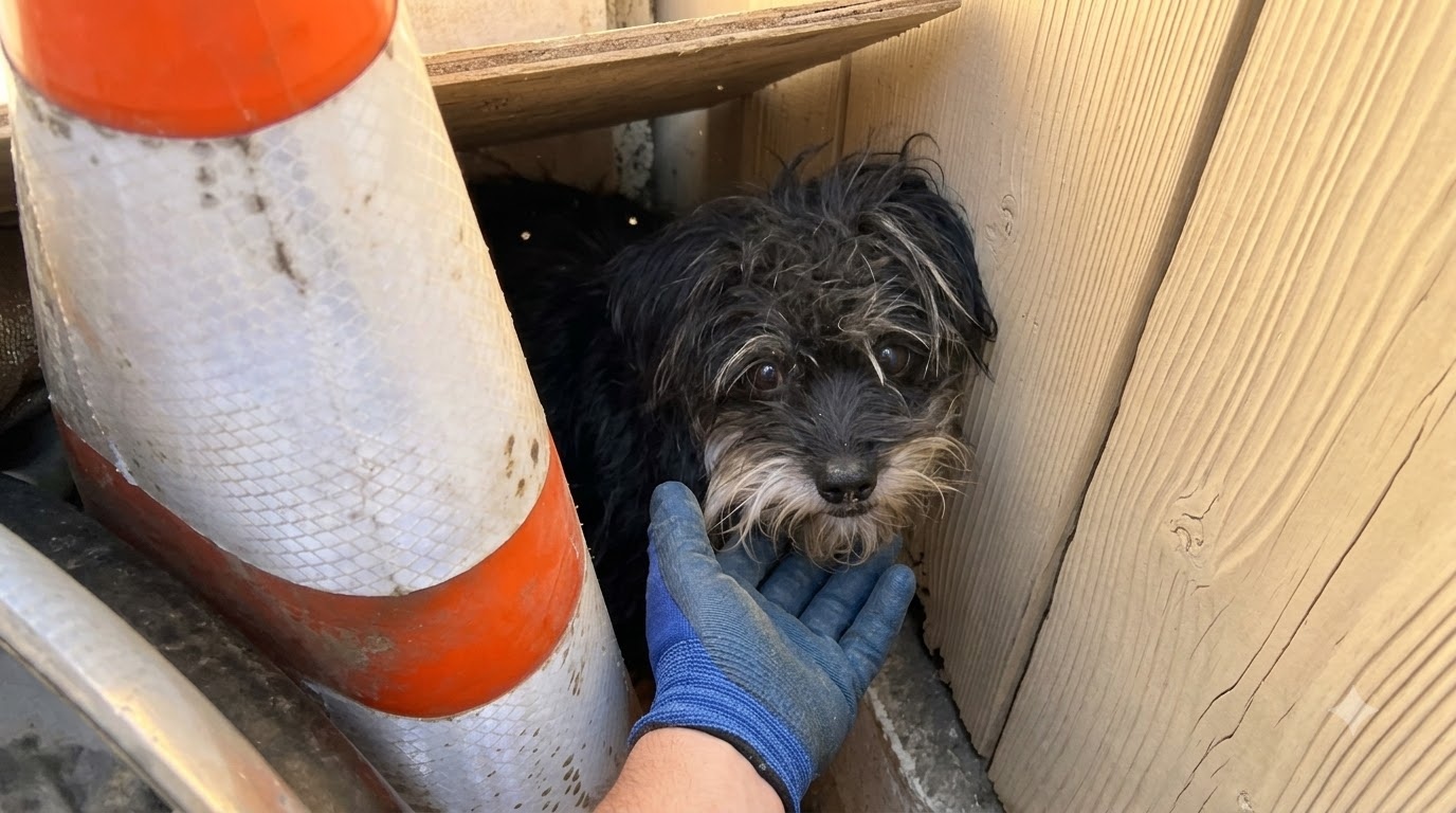 A Frightened Terrier Found Safety Above the Car He Used as a Shield