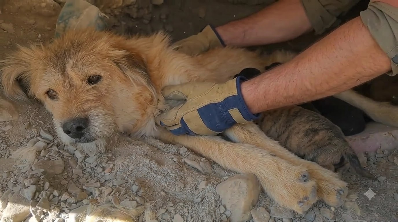 A Mother Dog Shielded Six Puppies From the Cold Until Help Returned