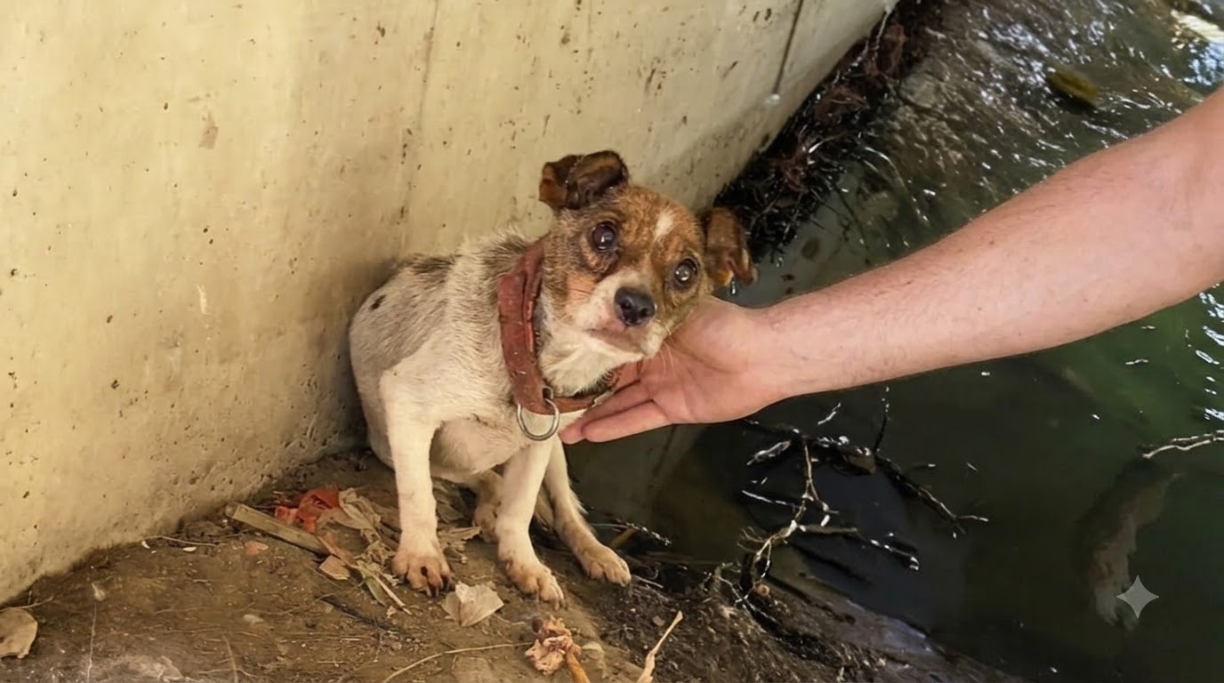 Three Days of Patience Brought a Starving Dog Out From Beneath a Bridge