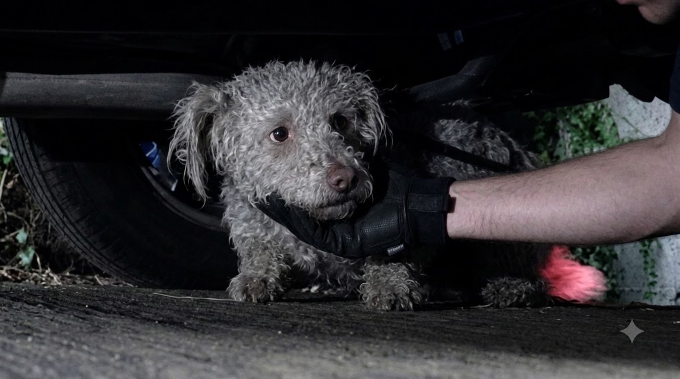 The Terrier Beneath the Parked Car Was Too Frightened to Accept Help