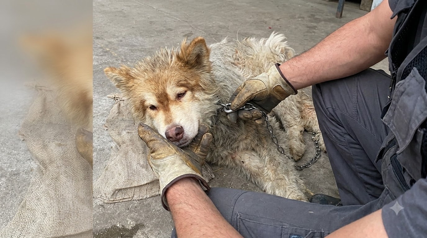 The Dog at the End of the Chain Finally Saw Her Coming Back