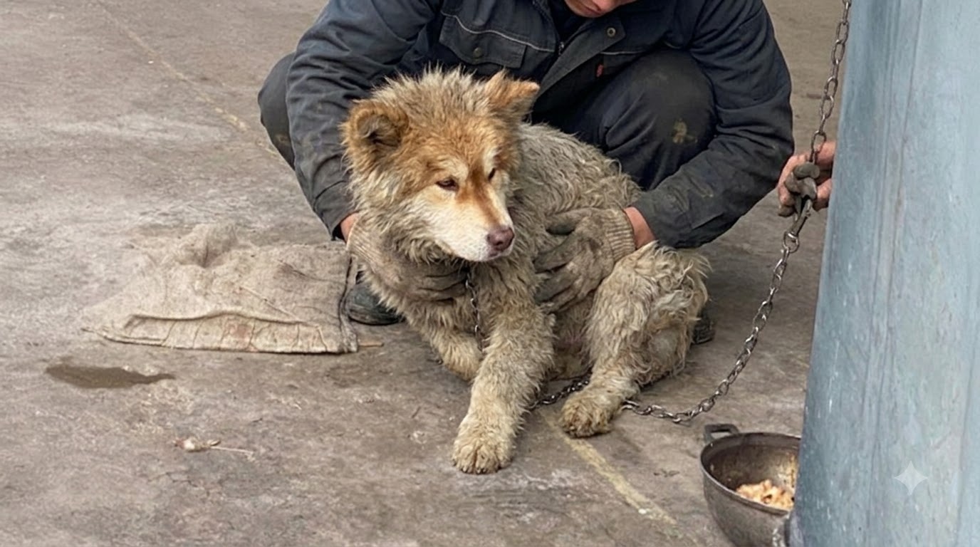 The Dog at the End of the Chain Finally Saw Her Coming Back