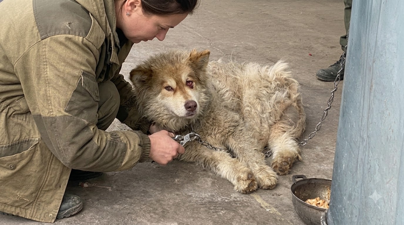 The Dog at the End of the Chain Finally Saw Her Coming Back
