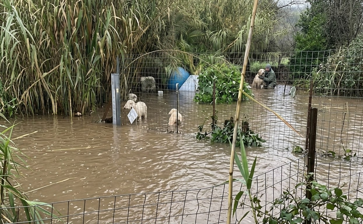 Nine Dogs Rescued from Rising Floodwaters in Sardinia